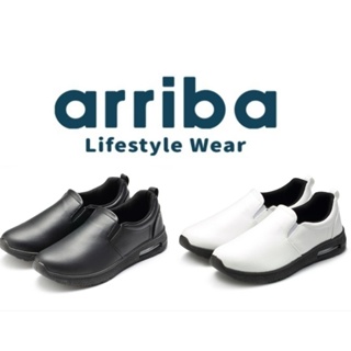 ARRIBA 艾樂跑男鞋 無毒 透氣 耐磨 素色懶人鞋 穆勒鞋 走路鞋 介護鞋 黑色 白色 FA542
