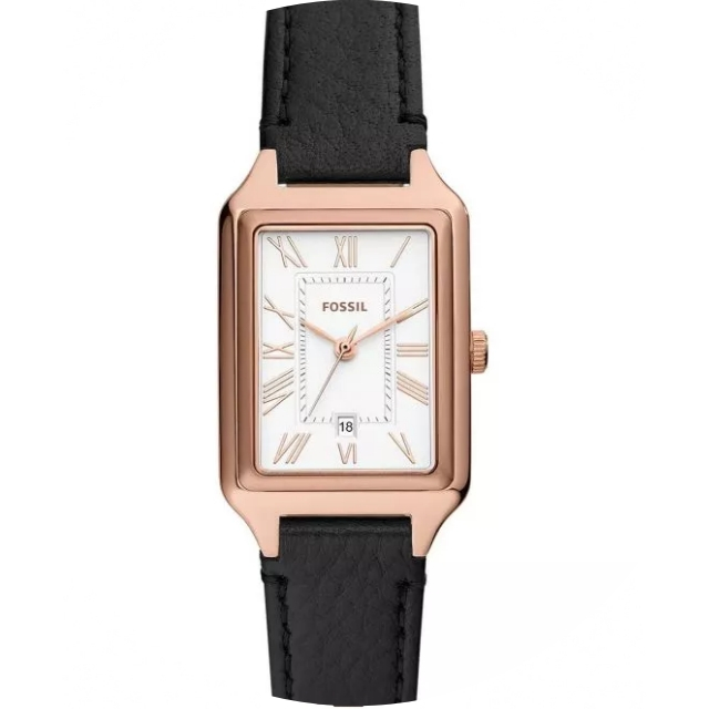 FOSSIL 復古方形 皮革錶帶時尚女錶 26mm（ES5310）