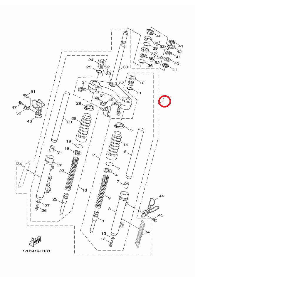 YAMAHA 原廠 GTR AERO 亮黑 前叉總成(含貼紙) 料號：1P3-WF310-10-19