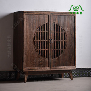 【復古家具】全實木鞋櫃復古風儲物櫃簡約客廳入戶玄關新中式純實木中式家用 木語森林