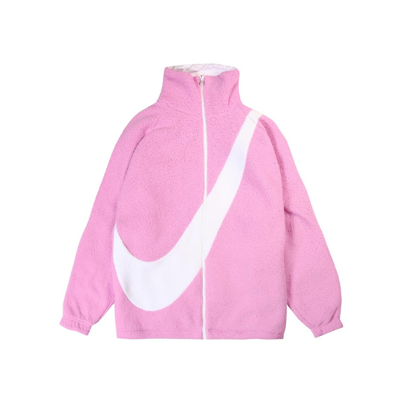 NIKE BIG SWOOSH JKT 大勾 雙面穿 羔毛外套 女款 毛絨 粉紅 DC5138-616