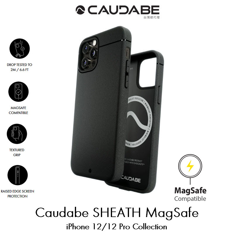 Caudabe SHEATH MagSafe iPhone 12/12 PRO 磁吸防摔保護殼 極簡黑