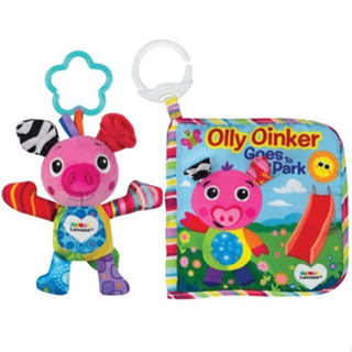美國 Lamaze 拉梅茲 粉紅小豬 Olly Oinker 布偶+圖書套裝 幼兒玩具