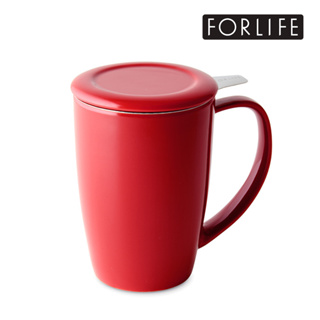 【FORLIFE總代理】美國品牌茶具 - 圓滑/ 濾網泡茶杯組-紅