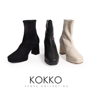 KOKKO增高再增高氣勢滿分方頭粗跟短靴