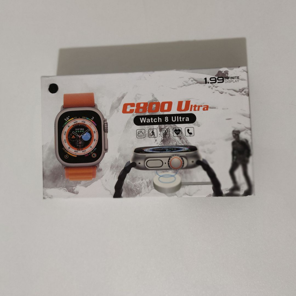 白牌 Smart Watch 8 C800 S8 Ultra 1.99吋 黑色矽膠表帶  智能手錶 智能手環
