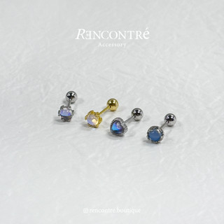 『現貨/韓國 閃閃天然石 轉珠耳環≡單只售』Rencontre 925純銀 養耳針 養耳 耳針 耳釘 耳骨釘 月光