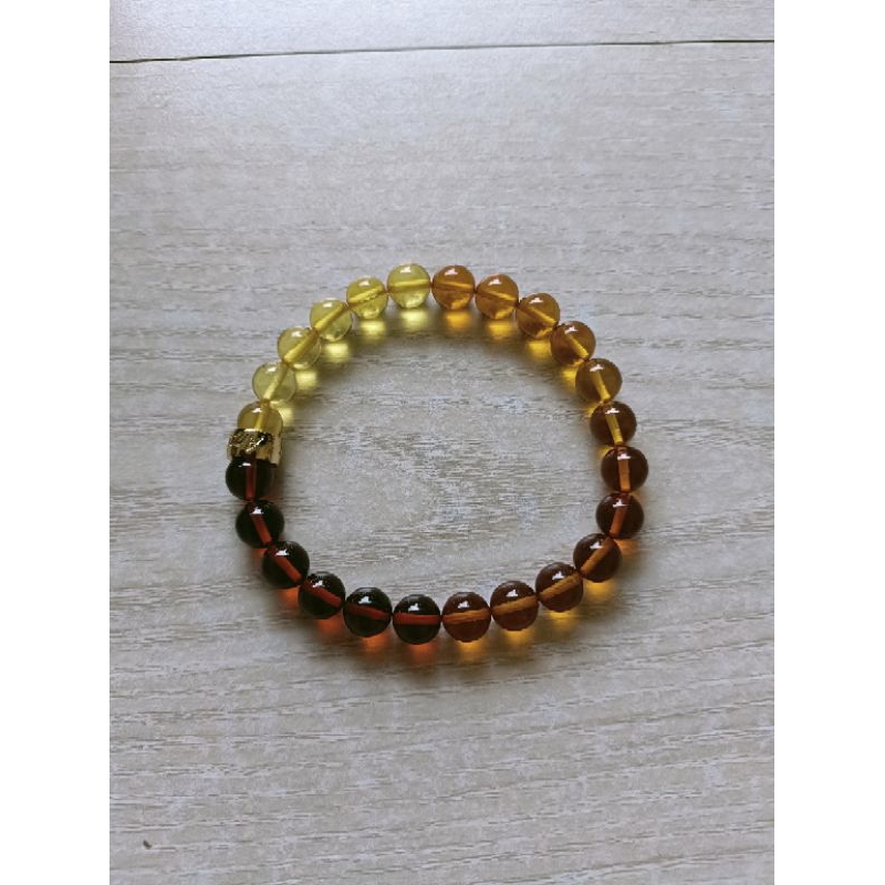 全新~ AF AMBER ART 波蘭漸層多色琥珀手珠（主石 Main stone: 波羅的海琥珀）市價2萬以上