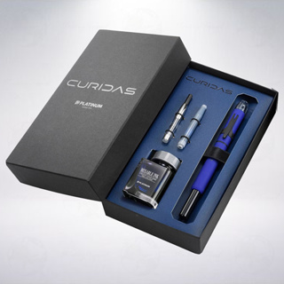 日本 Platinum CURIDAS 按壓式鋼筆禮盒組: 霧面藍/Matte Blue