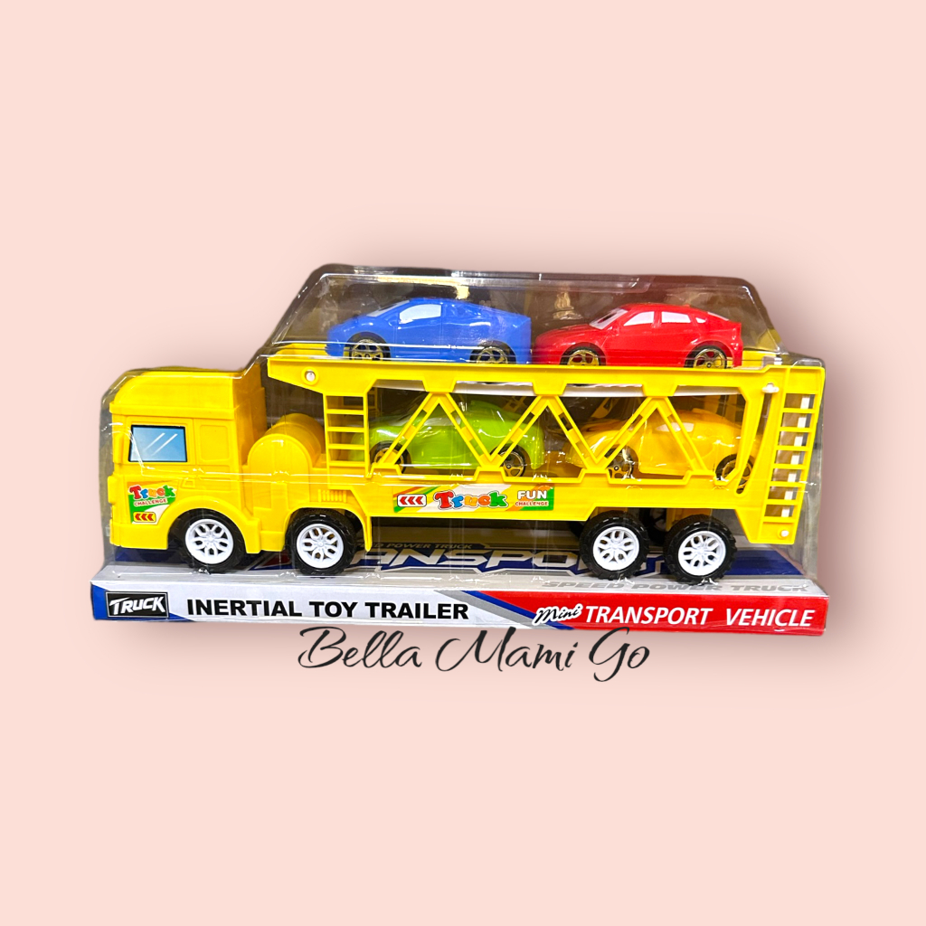 Bella媽咪購💎雙層工程車拖車 雙層卡通拖車 親子互動玩具 兒童玩具 益智玩具-242-00018