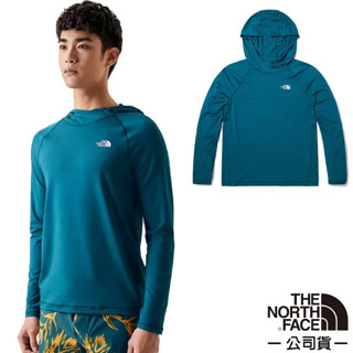 【美國 The North Face】送》男 款輕薄防曬長袖連帽運動T恤 FLASHDRY 登山排汗衣 帽T_81PW
