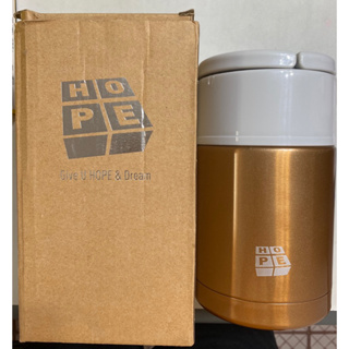 德國HOPE 歐普 不鏽鋼304雙層真空保溫可提式悶燒罐 金色 800ml 全新