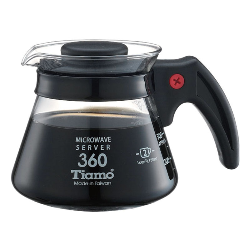 【TIAMO】耐熱玻璃咖啡壺 通過SGS檢測/HG2294BK(360cc/黑)|Tiamo品牌旗艦館