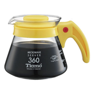 【TIAMO】耐熱玻璃咖啡壺 通過SGS檢測/HG2294Y(360cc/黃)|Tiamo品牌旗艦館
