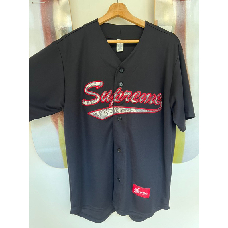 supreme baseball shirt 蛇紋棒球衣 棒球襯衫m snake baseball jersey