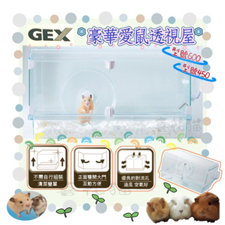 現貨【喜花貓】GEX 愛鼠透視屋450/600兩種尺吋/Marukan透明系鼠鼠樂園MK-ML-308