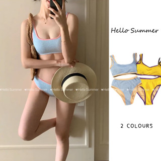 Hello Summer現貨快速出貨❤️夏日多巴胺比基尼無鋼圈中腰保守泳衣 3005 1107