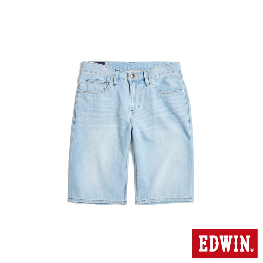 EDWIN 紅標 基本五袋牛仔短褲(漂淺藍)-男款