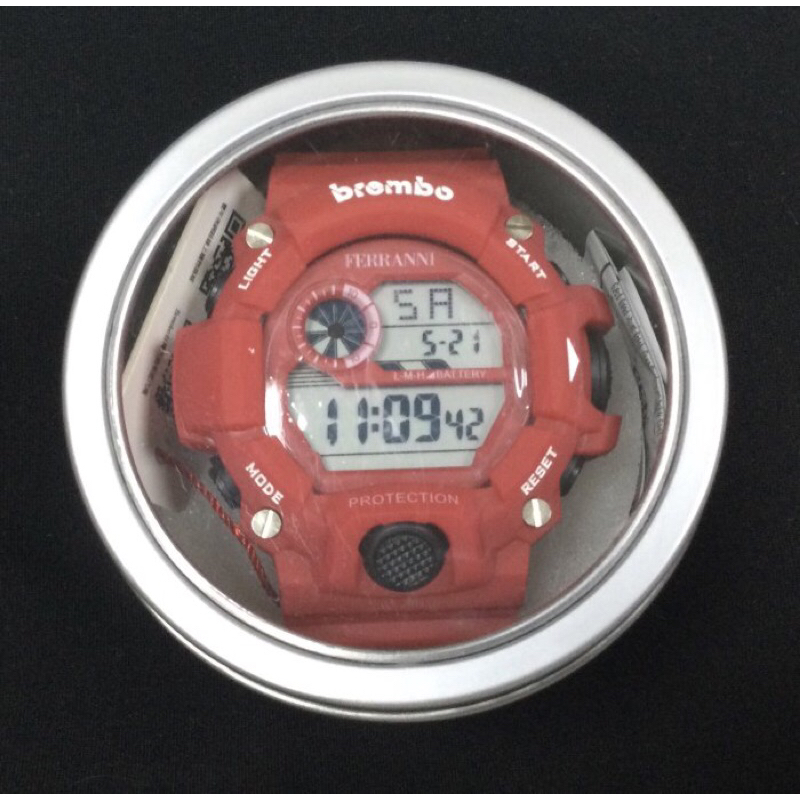 收藏品 brembo 限量 運動錶 計時運動錶 手錶 原廠盒裝 紅底白 豐年俐 生產編號1654/6666 紅色 可自取