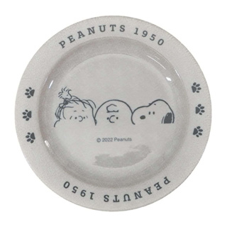 Kamio 日本製 Snoopy 陶瓷餐盤 陶瓷盤子 19.5cm 史努比 特寫 灰 KM09205