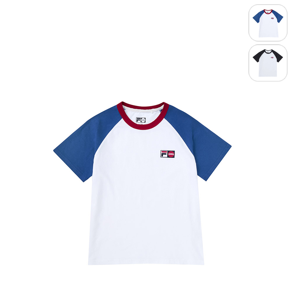 【FILA】KIDS 孩童款 短袖圓領上衣-藍色 1TEW-8601-BU