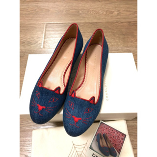 Charlotte Olympia kitty 貓咪鞋 牛仔丹寧貓臉鞋 正品 全新