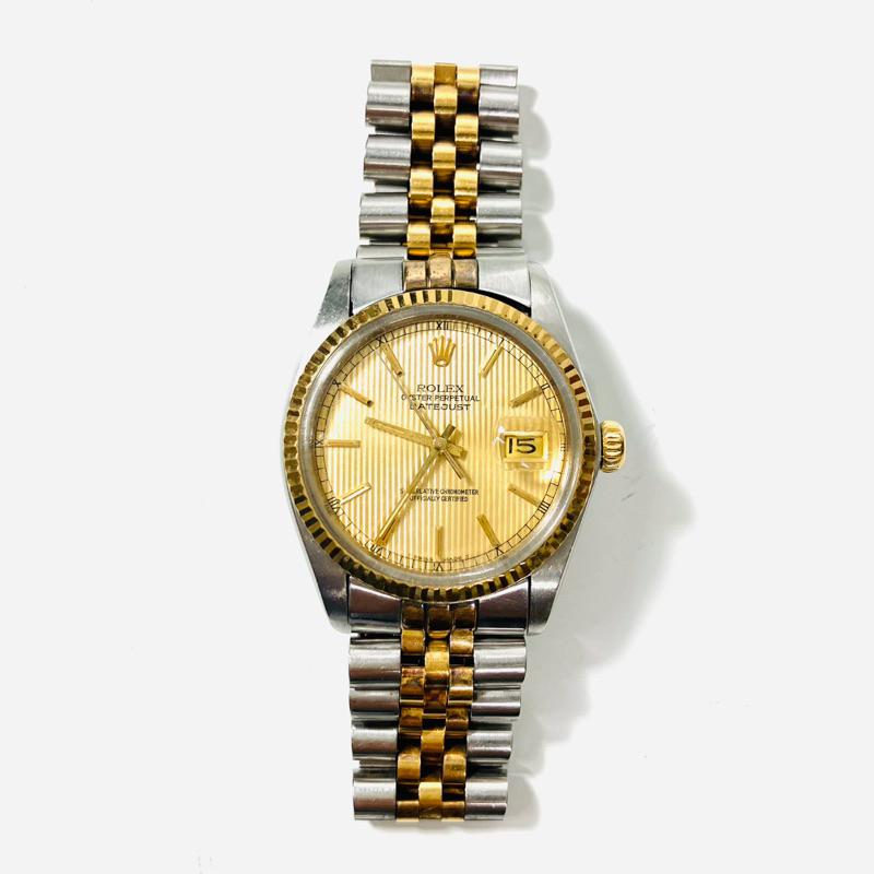 ROLEX 手錶 不鏽鋼錶帶 有使用痕跡 附外盒及說明書 16013 Combi belt 銀色x金色 二手 寶物工廠