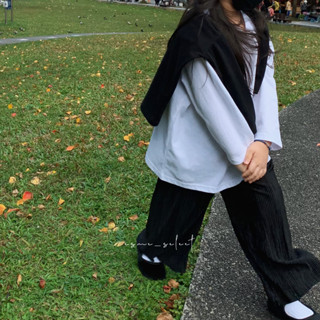 [臺灣出貨] 童裝實拍｜2色｜男女童基礎款黑白棉質圓領上衣｜小童白上衣 女童長袖上衣 男童內搭 長袖打底 90-140