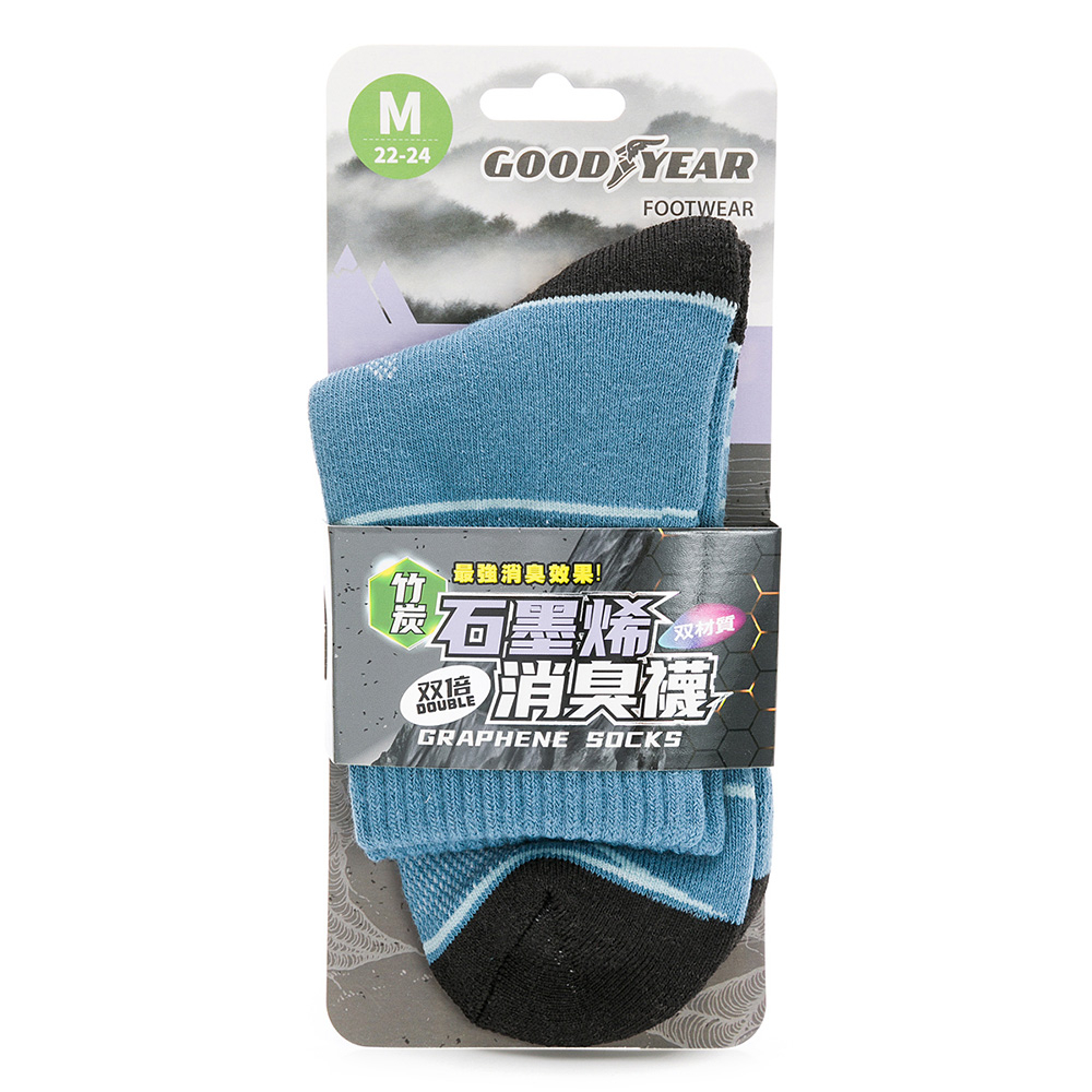 『GOODYEAR固特異』 女款🌟除臭佳👍石墨烯機能襪-灰藍色 尺碼 22-24cm(M)/ GACS33018 襪子