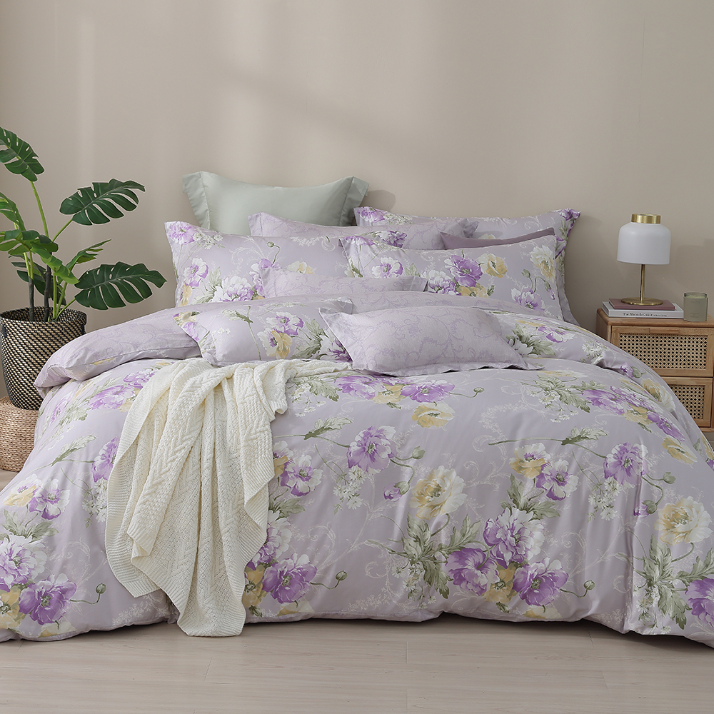 紫苑花香-200織紗精梳棉薄被套床包組