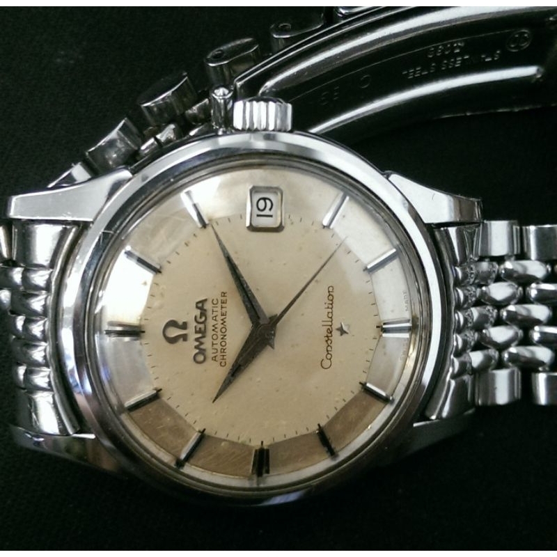(全部原裝)1969年代停產OMEGA特殊雙色八卦面盤 星座天文台自動機械錶cal.561