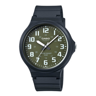 CASIO 超輕薄感實用必備大表面指標錶-(MW-240-3B)墨綠x白數字/45mm