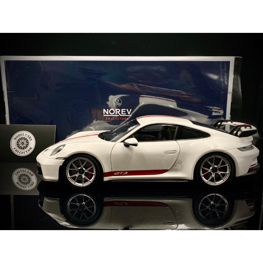 【收藏模人】Norev Porsche 911 992 GT3 2021 尾翼版 白色 紅線 1:18 1/18