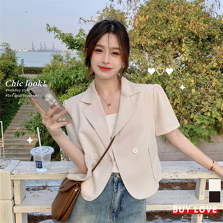 【買到戀愛】女裝 甜美氣質款短袖西外 襯衫 短版西裝外套 顯瘦上衣 女裝 西裝外套【FT3047】