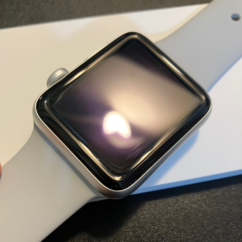 （二手）盒裝完整Apple Watch S3 Series3 42mm 銀色鋁金屬錶款搭薄霧灰色運動型錶帶