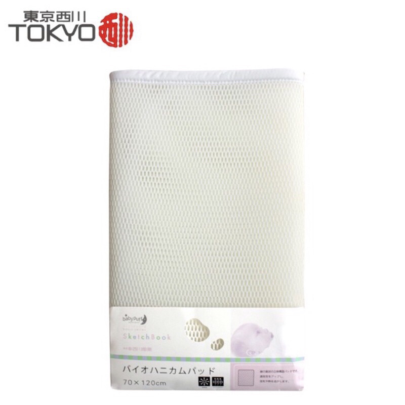 日本製 東京西川 嬰兒床立體透氣涼墊 蜂窩型立體透氣清涼墊 二手