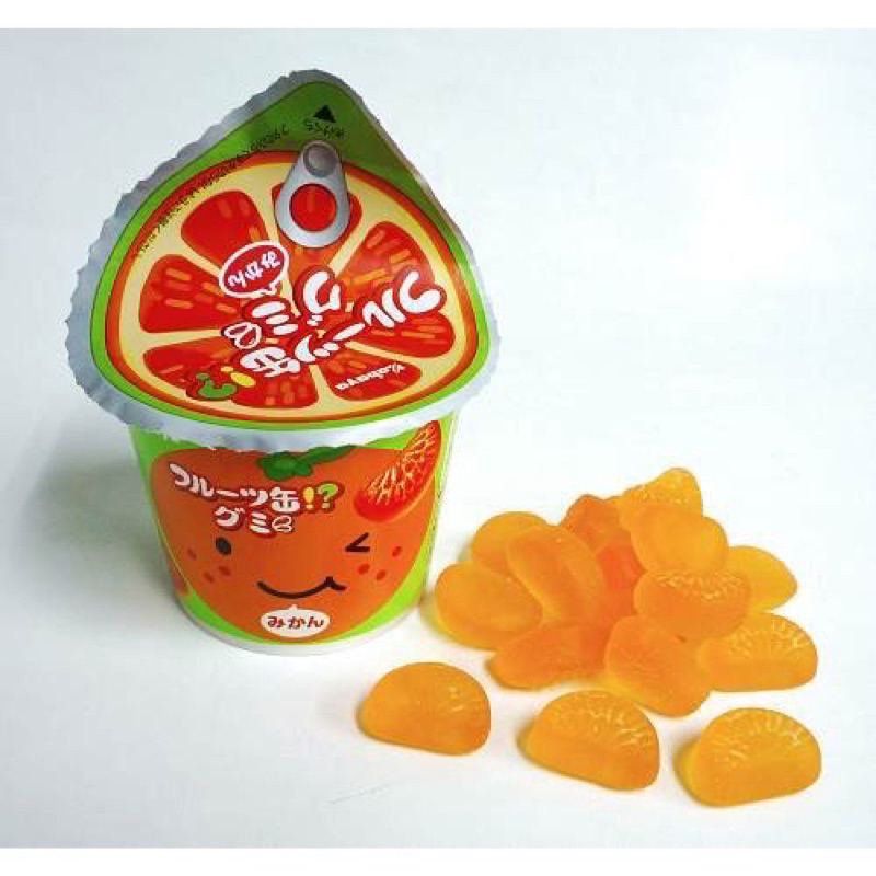 日本KABAYA 卡巴橘子風味軟糖 50g 杯裝 橘子造型 桔子造型糖