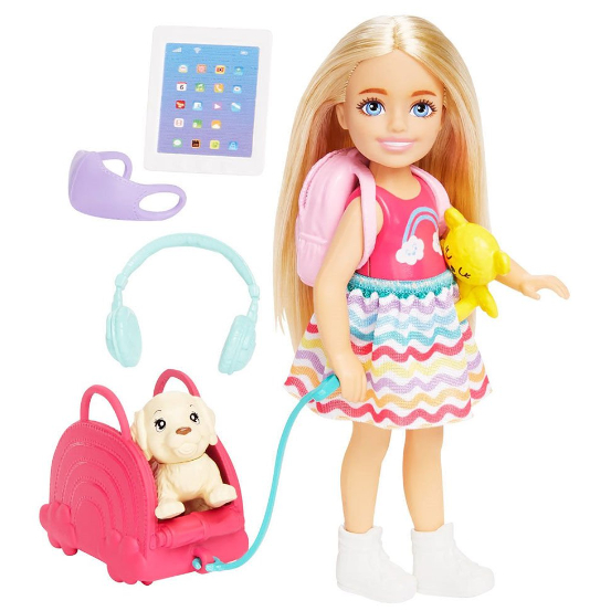 Mattel-Barbie 芭比娃娃 芭比小凱莉旅行組合 (內含小凱莉及小背包耳機小狗狗口罩小熊)