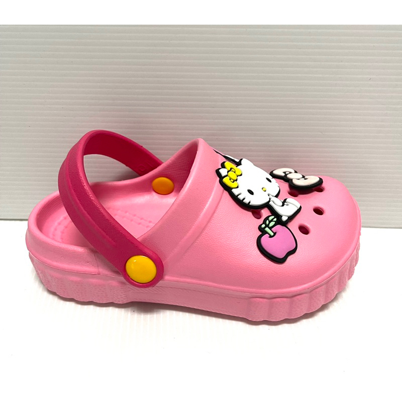 新上市 Hello Kitty 美樂蒂 台灣製 可愛立體凱蒂貓超輕量防水布希鞋 園丁鞋【14~19號-內長cm】粉NEW
