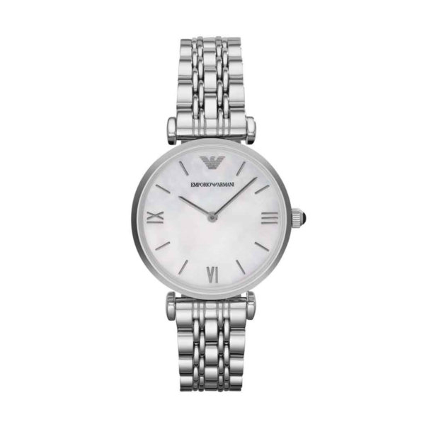 【EMPORIO ARMANI】經典珍珠貝女士腕錶 AR1682 32mm 現代鐘錶