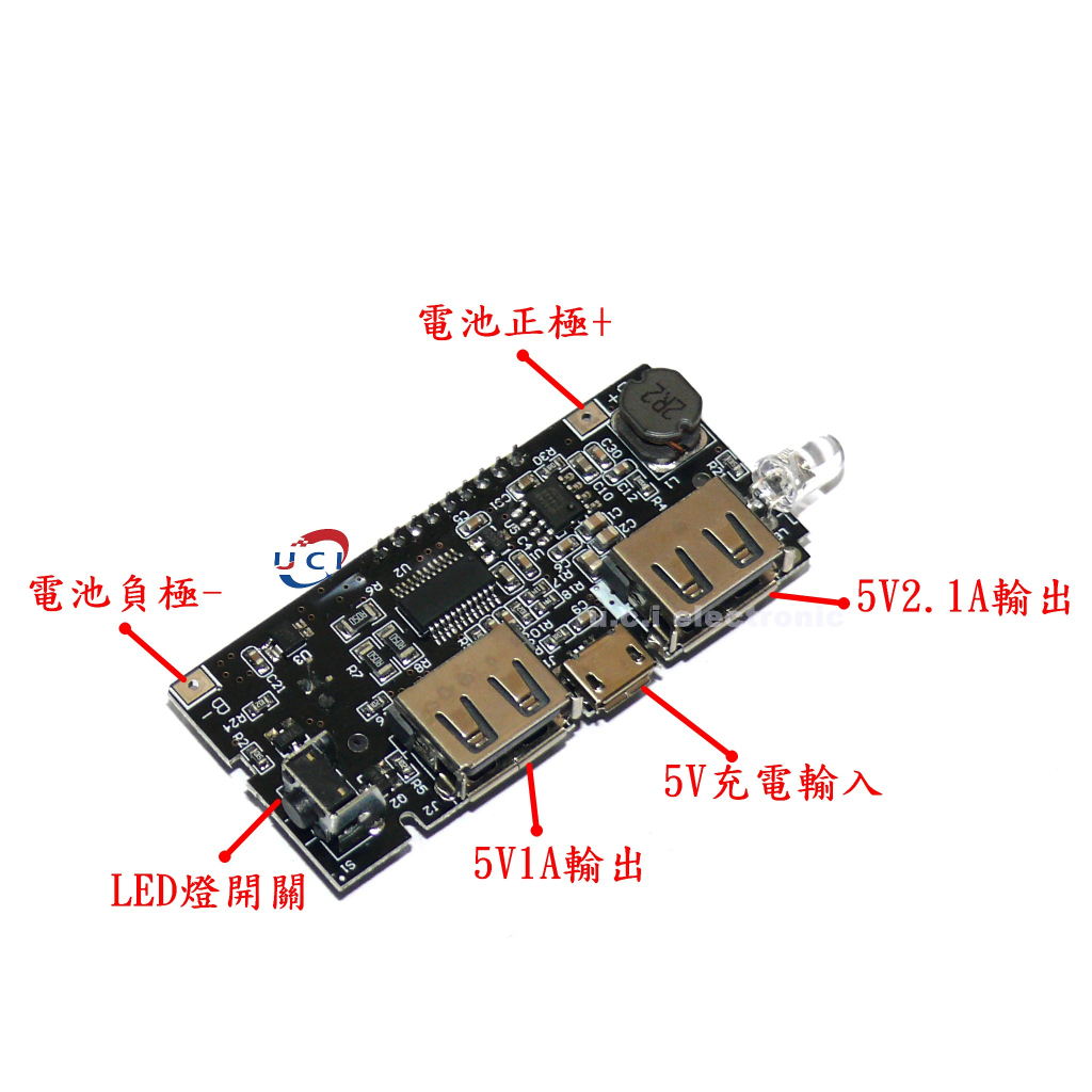 【UCI電子】(1-9)充電寶模組移動電源升壓DIY18650鋰電池數顯雙USB輸出充電板主機板