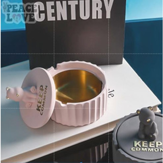 🌟peace酒吧🌟創意帶蓋收納盒ins風家用防飛灰高級感網紅可愛暴力熊網紅女用