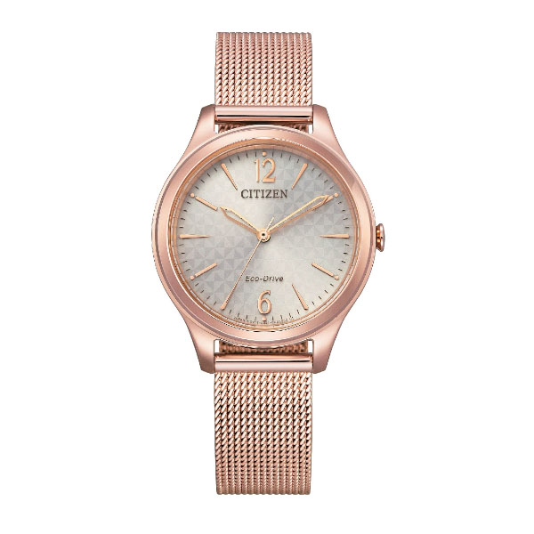 CITIZEN 星辰錶 簡約數字米蘭帶腕錶 EM0508-80X 白X玫瑰金