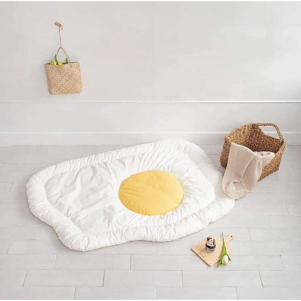 🇰🇷韓國兒童床墊 煎蛋被 🔥抓周地墊💗Chuwa Baby💗可舖可蓋 純棉 莫代爾 兩種材質 玩樂毯 蛋黃哥我就是爛