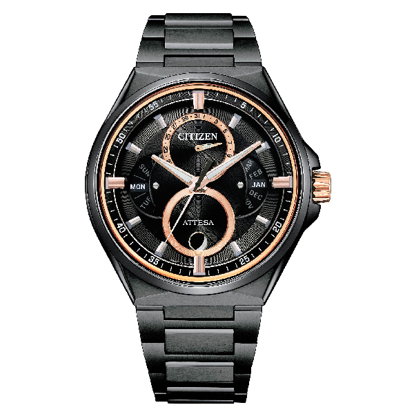 CITIZEN 星辰錶 BU0065-64E  鈦金屬月相盈虧光動能錶 玫瑰金X黑 42mm