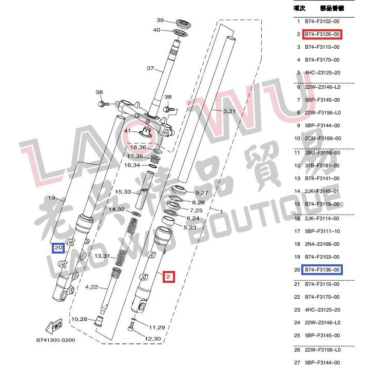 X-MAX XMAX 300 原廠 前叉 外管 左 右 B74-F3126-00 B74-F3136-00