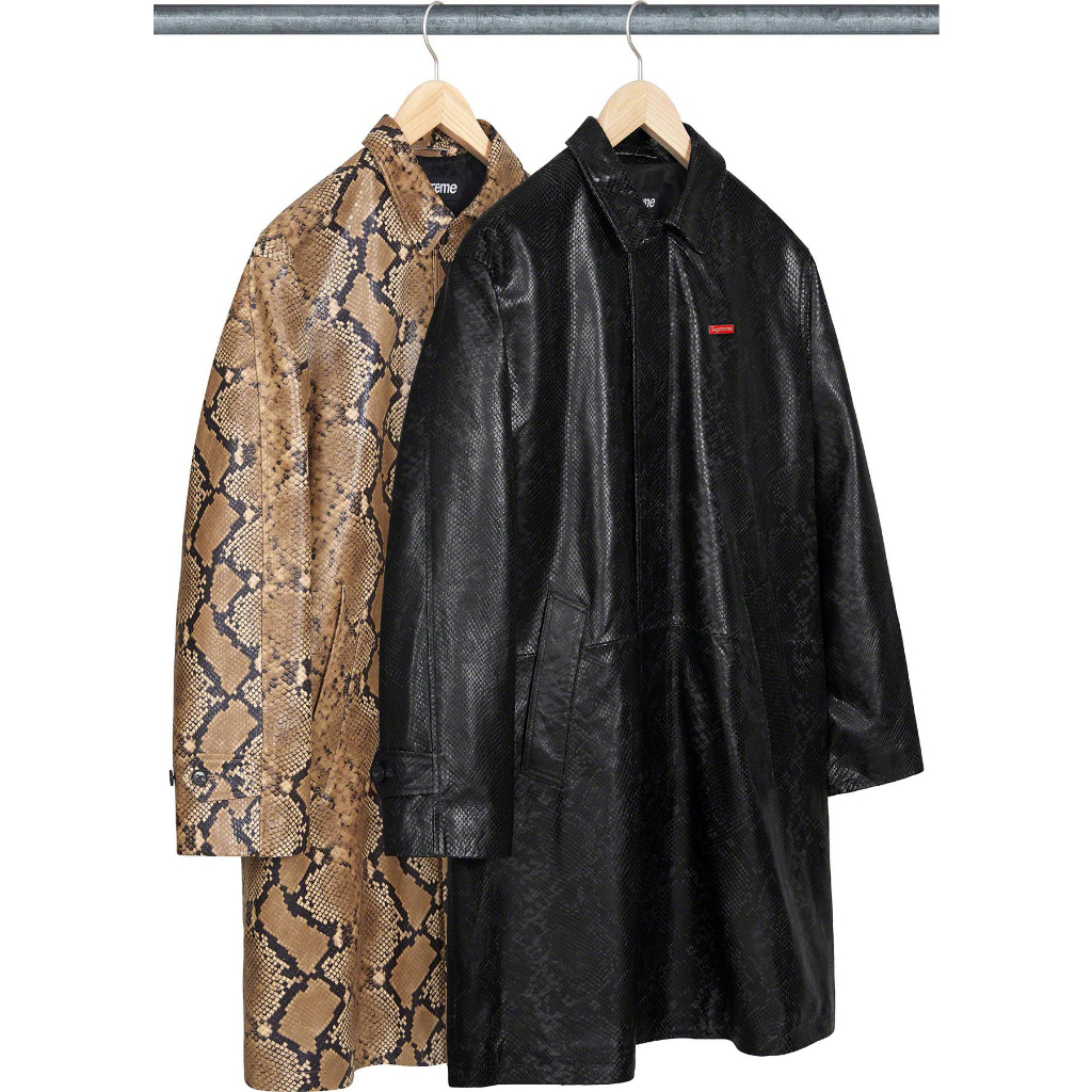 【紐約范特西】預購 SUPREME SS23 LEATHER SNAKE TRENCH COAT 大衣