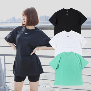 NIKE W NSW TEE 黑色 白色 亮綠色 小勾刺繡 基本款 寬鬆版 落肩 短T 女款【DX7911-010】