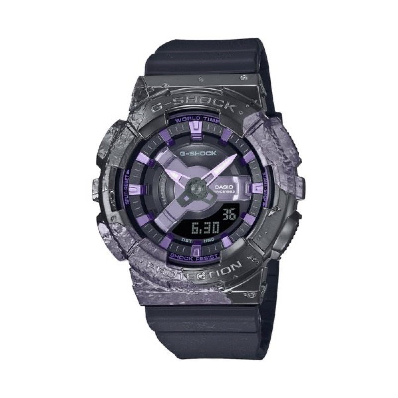 全新台灣卡西歐公司貨G-SHOCK 40週年限定探險家之石 紫晶方解石金屬人氣雙顯GM-S114GEM-1A2 一年保固