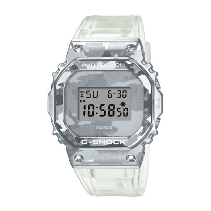 全新台灣卡西歐公司貨 G-SHOCK 冰酷迷彩半透明電子錶-銀 GM-5600SCM-1 歡迎詢問 一年保固